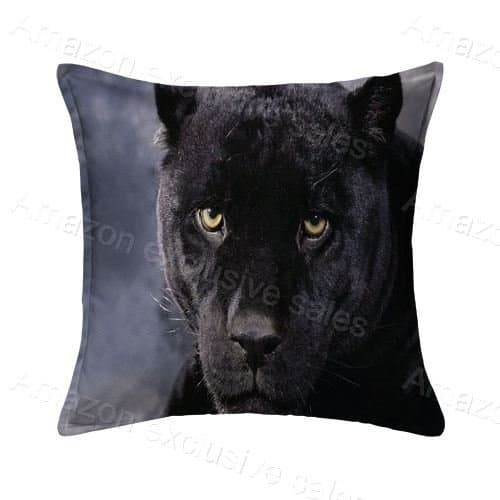 Cotton &amp; Polyester Square Decorative Black Panther Throw Pillow Case Cushion Cover 18"x 18"(2 Sides)