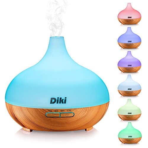 Essential Oil Diffuser, DIKI 300ml 7 Colors LED Lights Cool Mist Humidifier Whisper-Quiet Ultrasonic Aroma Diffuser Waterless Auto Shut-off for Office, Yogo, Spa, Home, Bedroom (Wood Grain)