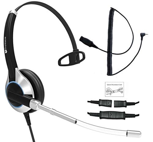 Deluxe Single Ear Headset With a Noise Reduction Microphone with 2.5mm adapter cable for Polycom IP 320, IP330, IP321, IP331 and Cisco SPA: 303, 501G, 502G, 504G, 508G, 509G, 525G 512G, 514G,525G2