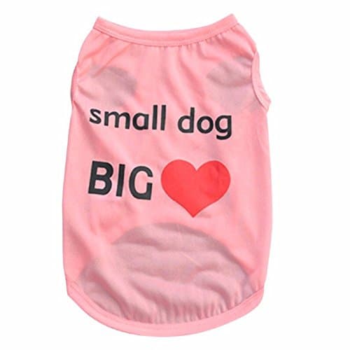 Dog Clothes For Small Dogs Pattern Small Dog Sweater Spring Summer Top T-Shirt Vest Clothes Pet Costumes (M, Pink)