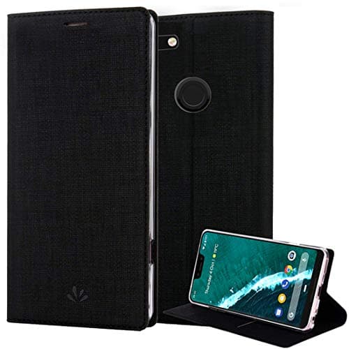 Google Pixel 2 XL Case, PU Leather Slim Flip Wallet Card Slots Cover Kickstand Feature and TPU Bumper Full Body Protection for Pixel 2 XL (Black)