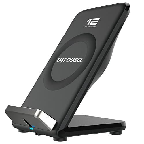 Techelec Fast Wireless Charger Stand 2 Coils QI Wireless Charging Stand for Samsung Galaxy Note8 / S8 / S8+ / S7 / S7 edge / S6 edge+, Note5 and Standard Charge for Newest iPhone X, iPhone 8