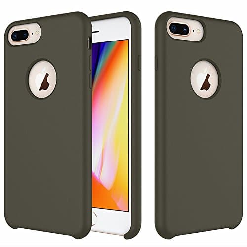 iPhone 8 Plus Case, iPhone 7 Plus Case, iPhone 6 Plus Case, FVBACK Liquid Silicone Gel Rubber Case with Soft Microfiber Cloth Lining Cushion for Apple iPhone 8Plus 7Plus 6Plus (Army Green)