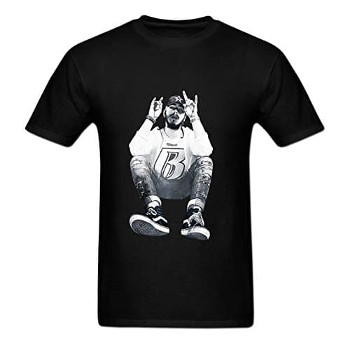 Fuli Lin Men's Post Malone Rap Yo Short Tee L Black