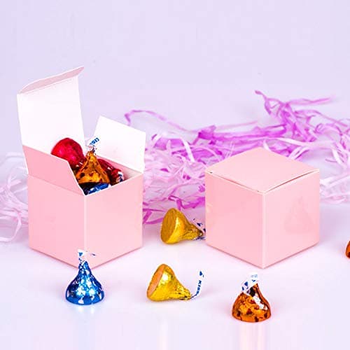 Candy Box 2 x 2 x 2 inch Pink small Gift box,Square paper treat box Party Favor Box for Wedding,Birthday,Baby Shower,Bridal Shower,Anniversary,holiday celebration party supplies decorations,50pcs