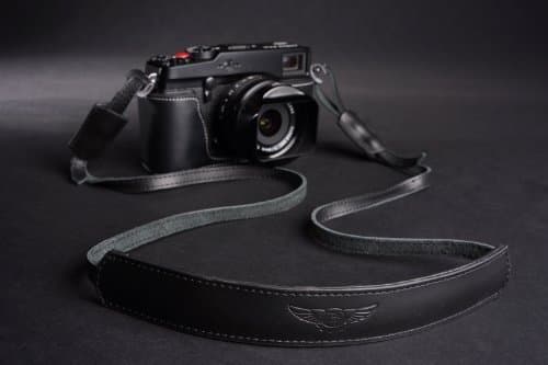 Padded Handmade Genuine Leather Camera Shoulder Neck Strap TP-09 Black