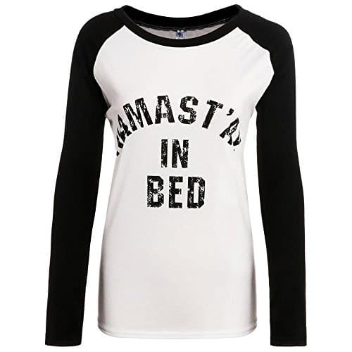 AiSiC Women Letter Prints Contrast Color Long Sleeve Patchwork Pullover T-Shirt