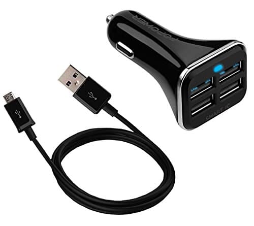 Samsung Car Charger 6.8A + Micro USB Cable for Samsung Galaxy S7,S6 Edge,S4, Note 4 Edge,Note 5 and More(Black)