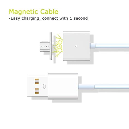 WSKEN Magnetic Micro USB Data and Sync Charger Cable for Android Samsung Moto HTC Huawei Camera Toys Data Transfer (3.3ft, Silver)