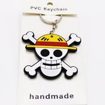 One Piece Handmade Double-Sided Keyring Key Chain Anime Gift (PVC) (Jolly Roger)