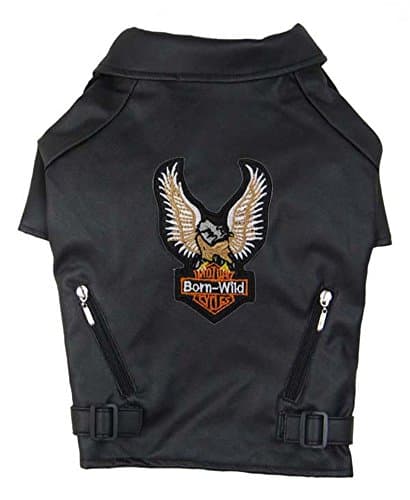 Vedem Dog Leather Jacket Embroidery Eagle Design Pet Coat
