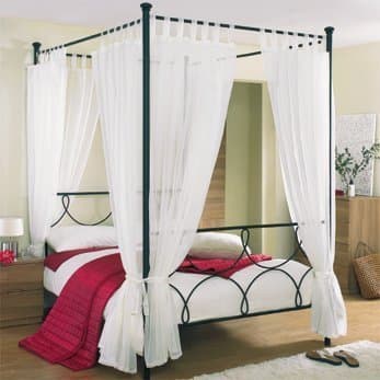 Tab Top Voile 4 Poster Bed Curtain Set. Includes 8 Voile Panels And 4 Tie Backs. Set in White. by The Textile House