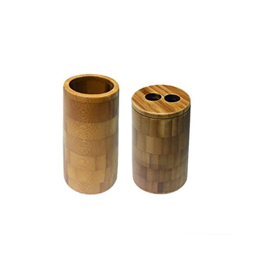 Sansnow 2 Pcs Bamboo Tootbrush and Toothpaste Holder Set Bath Set
