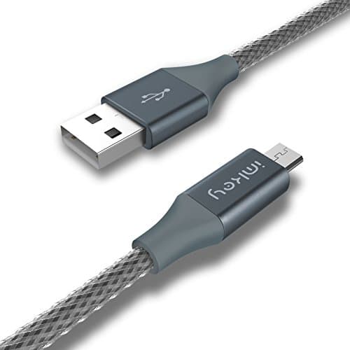IMKEY Premium 10 Feet Tangle-Free Braided Micro USB 2.0 Sync Data Fast Charging Cable For Samsung Galaxy S7/ S6 / Edge, S4/ S3/ Note 5 / 4 / 2,Google Nexus,LG,HTC,Nokia,Blackberry And More - (Gray)