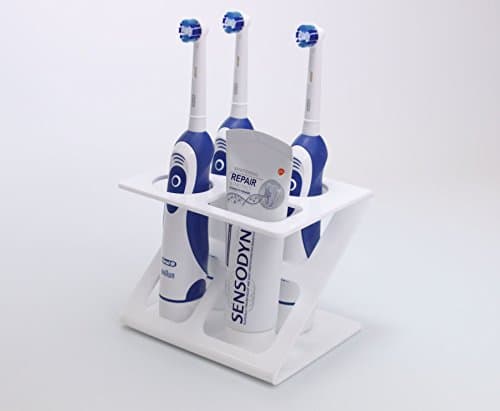 Electric Toothbrush Holder Toothpaste Holder For 3x Toothbrush Stand (Various Colours) (White)