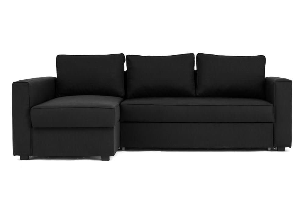 Abakus Direct Boston Corner Sofa Bed with Storage in Black - Left Hand