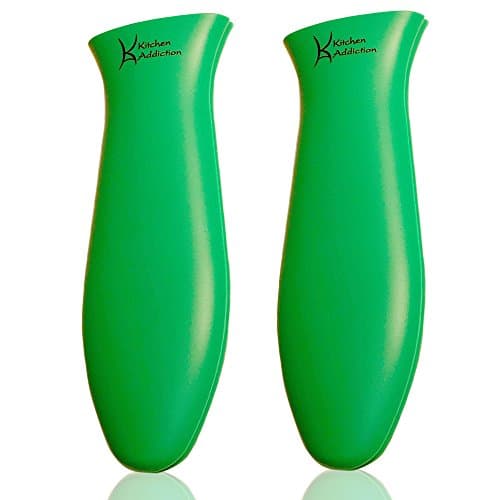 Kitchen Addiction Premium Large Silicone Hot Handle Potholder - Hot Handle Holder for Cast Iron or Metal Cookware - 2 Pack (Green)