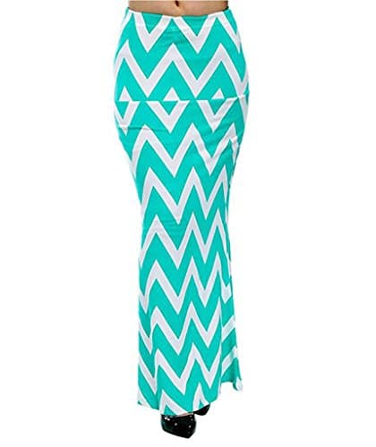 Womens Chevron Multi Print A-line Long Maxi Full Length Skirts