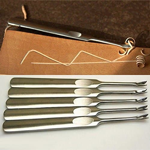 5pcs Leather Edge Beveler Slicker V Type Head Leather Groover Stainless Steel Leathercraft Skiving Tools