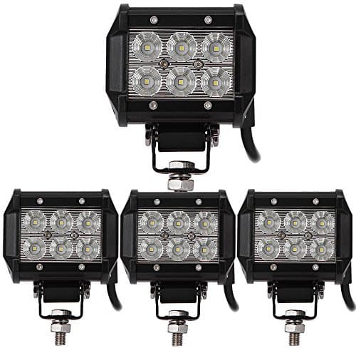 4pcs 18W LED Work Lights,ALPHA DIMA 12V 24V Flood Offroad Driving Fog Lamp for Truck Car 4X4 Tractor Flood Beam [Energy Class A+++]