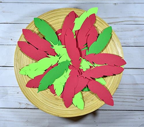 50 Feather Confetti - 5" Inch (Red Green)