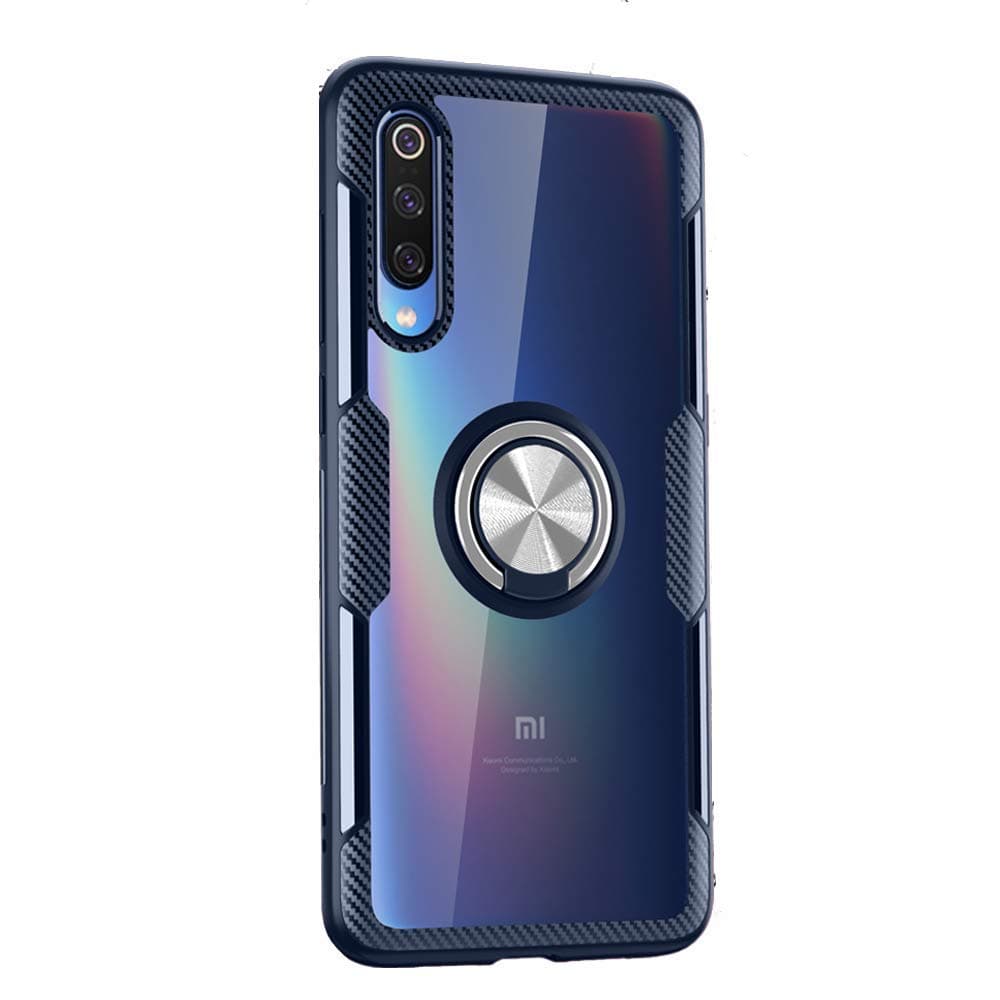 POBIN for Huawei Honor 8X Max case,360 Degree Rotating Finger Ring Grip Holder Stand,Eransparent PC Back cover and TPU Bumper Impact Resistant Protection case for Xiaomi 8 SE-Blue