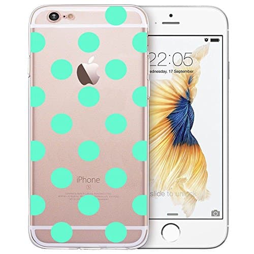 iPhone 6s Case, Vect iPhone 6 Case Clear with Embossed Design Soft TPU Shock-Absorption Scratch-Resistant Slim Fit Protective Cover for iPhone 6s iPhone 6 4.7 inch (Mint Polka Dots)