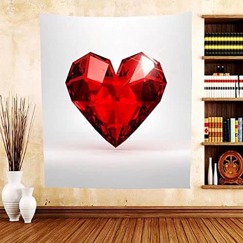 Keshia Dwete Custom tapestry beautiful realistic red heart shaped ruby gemstone on a light background