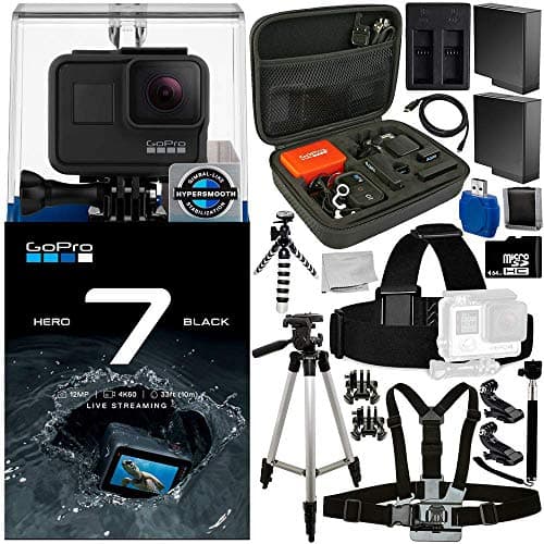 GoPro HERO7 Hero 7 Black 20PC Accessory Bundle - Includes 64GB microSD Memory Card + High Speed Memory Card Reader + Memory Card Wallet + 2X Replacement Batteries + More