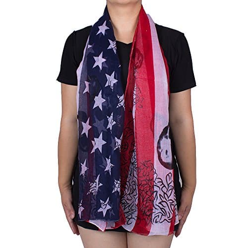 American Flag and Skull Pattern Womens Scarf