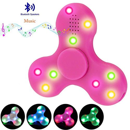 Palmary® NEW LED Light Switch MINI Bluetooth Speaker Music Fidget Spinner Toy EDC Hand Fidget Spinner (Pink)
