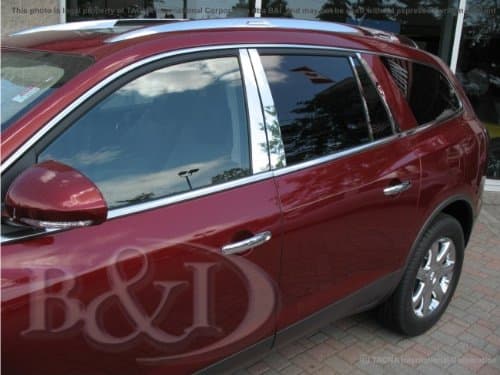 2008 2009 2010 2011 2012 2013 2014 Buick Enclave Chrome Stainless Steel Beveled Edge Pillar Posts (8 Pieces)