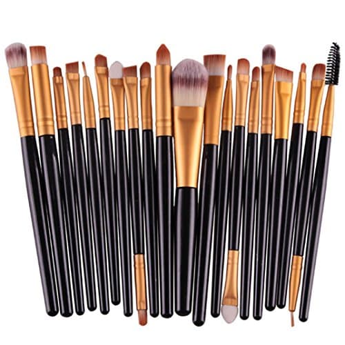 Makeup Brush Set, Faeturestop 20 pcs/set Wool Makeup Brush Set tools(Full range) (Black)