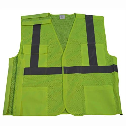 Petra Roc LVM2-5PB-2X/3X ANSI Class 2 5-Point Break Away Velcro Closure 4 Pockets Safety Vest, XX-Large/XXX-Large, Lime Mesh