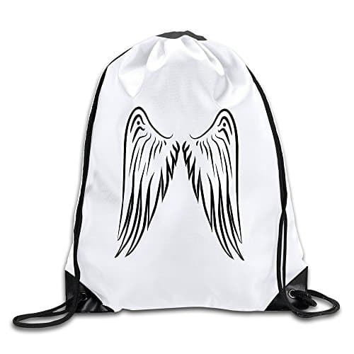 LZXJU Angel Wings Drawstring Backpack Bag White