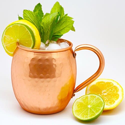 Moscow Mule Pure Copper Mug Mugs 100% Solid Hammered Copper Cup, 16 Ounces & Handle for Liquor, Cocktails, Ginger Beer, Iced Coffee, Iced Tea & Cold Beverages!