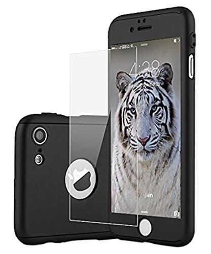 iPhone 7 case,360 Degree All-around Full Body Utral thin Fit Case cover with Tempered Glass Screen Protector Ultra slim Light Weight Hard Snap-On for Apple iPhone7  4.7 inch(black)