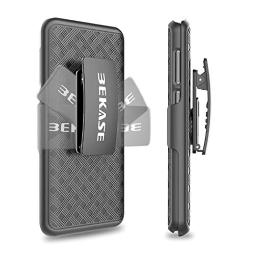 BEKASE Galaxy S9 Case, (TM) Hard Shell Holster Combo Matte Finish Protective Slim Case for Samsung Galaxy S9 with Kickstand and Locking Belt Swivel Clip (Black)