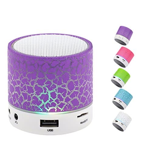 Portable Wireless Bluetooth Speaker,Hica Mini Wireless Hands Free Crackle Bluetooth Speaker Support Music FM Radio TF Card USB Flash Drive Built-in Microphone with LED lights for Phone,MP3,Purple