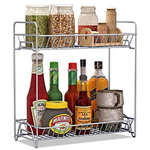 Garwarm Kitchen Spice Rack Organizer/2-Tier Standing Rack/Kitchen Bathroom Bedroom Countertop Storage Organizer Spice Jars Bottle Shelf Holder Rack