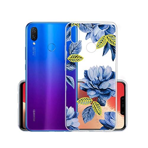 IJIA Case for Huawei Nova 3i / Huawei P Smart Plus (P Smart+) (6.3") - Transparent Blue Orchid Clear TPU Soft Silicone Protection Bumper Fashion Skin Back Shell Case Cover