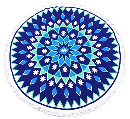 Microfiber Large Round Beach Blanket with Tassels Ultra Soft Super Water Absorbent Multi-Purpose (Color-3)