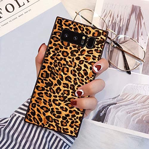 Pingge Samsung Galaxy Note 8 Case Leopard Leather Print Rectangle Full Body Shockproof Protective Case, Black Frame Case for Samsung Galaxy Note 8-1X