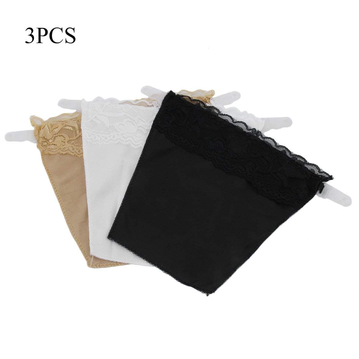 3 pcs/Set Seamless Lace Bra Quick Easy Clip On Neck Vest Cleavage Control Panels Lace Set 3 Colors Packed Bra - Skin Color