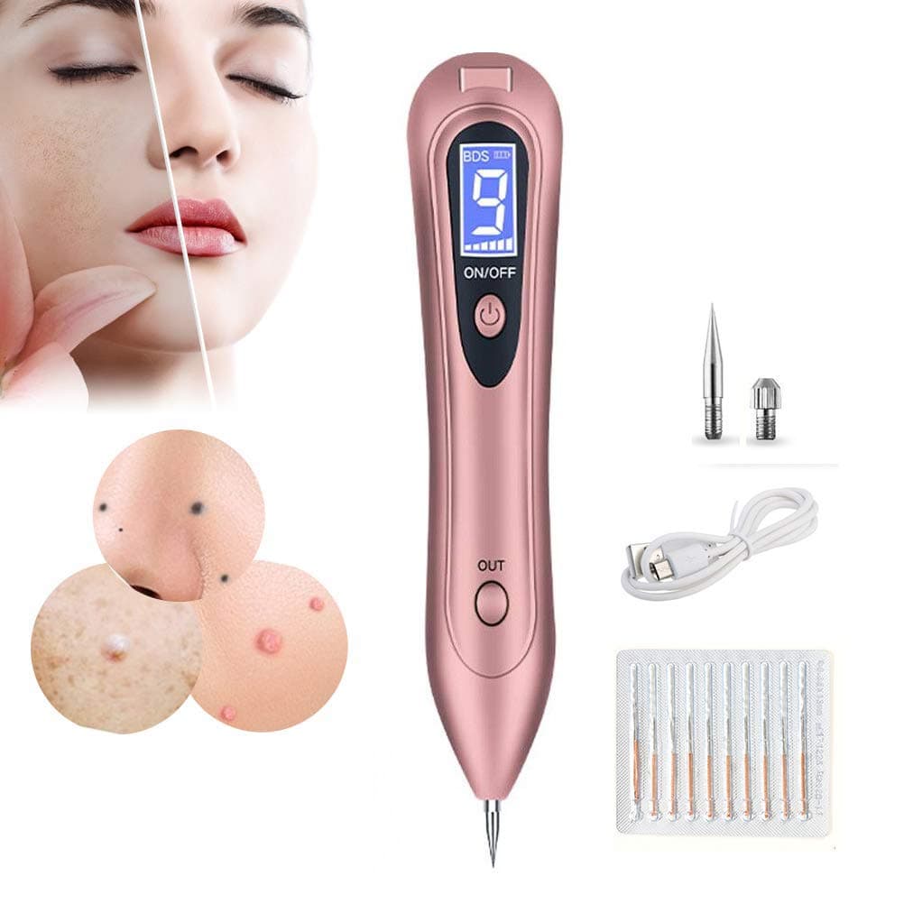 Mole Remover Pen, Skin Tag Remover with 9 Adjustable Modes&LED Light, Portable USB Charging Mole Removal Pen for Wart, Freckle, Dark Spot, Nevus, and Small Tattoo