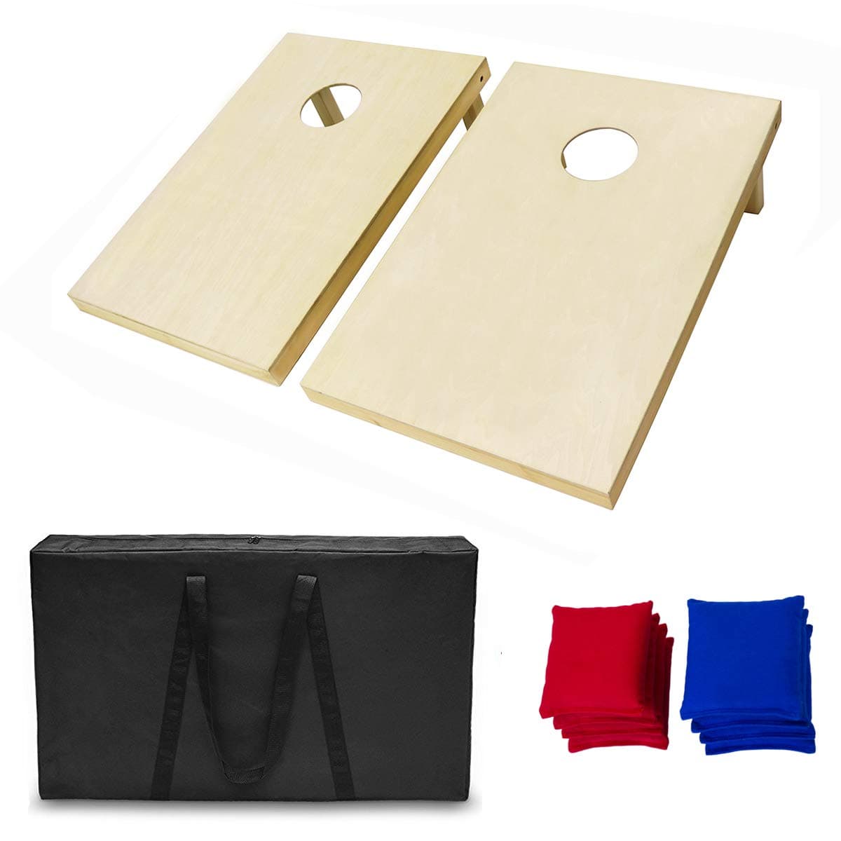 AceLife Solid Wood Premium Cornhole Set with 8 Bean Bags and Carrying Case