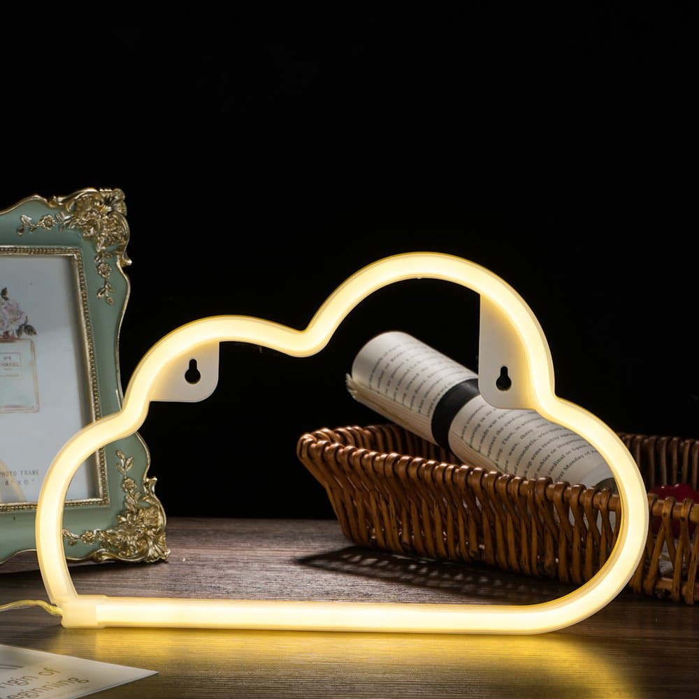 Qunlight Neon Night Light Cloud Shaped with Pink Lamp USB & Battery Powered Hanging Wedding Sign, Novelty Wall Decor or Valentine's Day,Birthday Party,Kids Room, Living Room,Bedroom,or Bar.