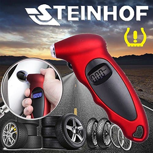 Csteinhof Precise Digital Tire Pressure Gauge 150 PSI 4 Setting for Car Truck Bicycle Motorcycle Portable LED Electronic Tire Pressure Monitor Vehicles Bright Backlit LCD Lighted Nozzle Non-Slip Grip