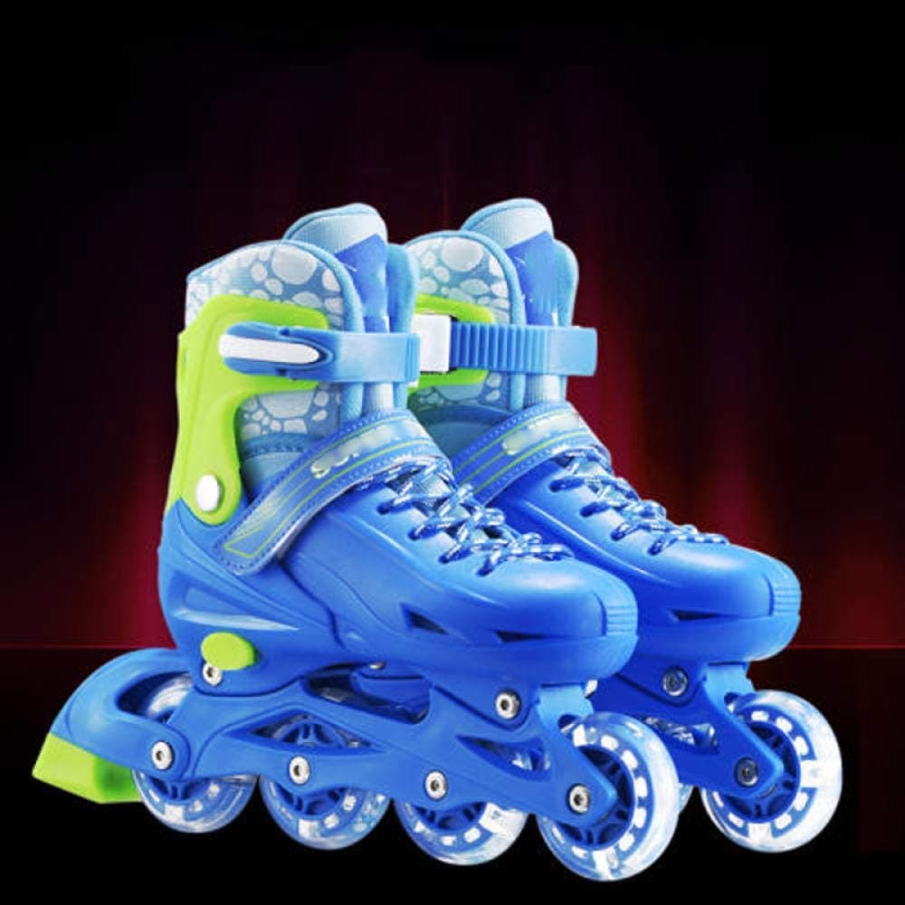CLEBAO 4 Size Adjustable Light up Inline Roller Skates for Girls and Boys Roller Blades for Kids and Women Men Adults Teenagers 8 Rounds Full Flash Beginners Inline Skate PU Mesh