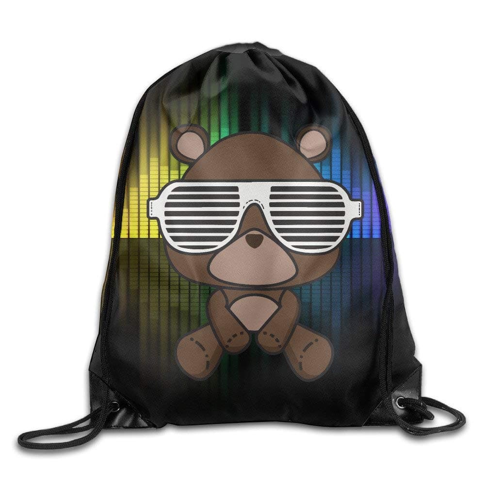 Unisex Kanye West Bear Yeezy Drawstring Bag Drawstring Backpack Sport Bag Gym Bag 100% Polyester Material Travel Bag For Men Women